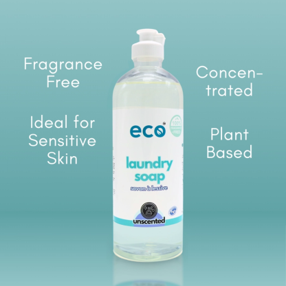 Eco Company Unscented Laundry Detergent – Hypoallergenic, Plant-Based & Biodegradable (500mL, Made in Canada)