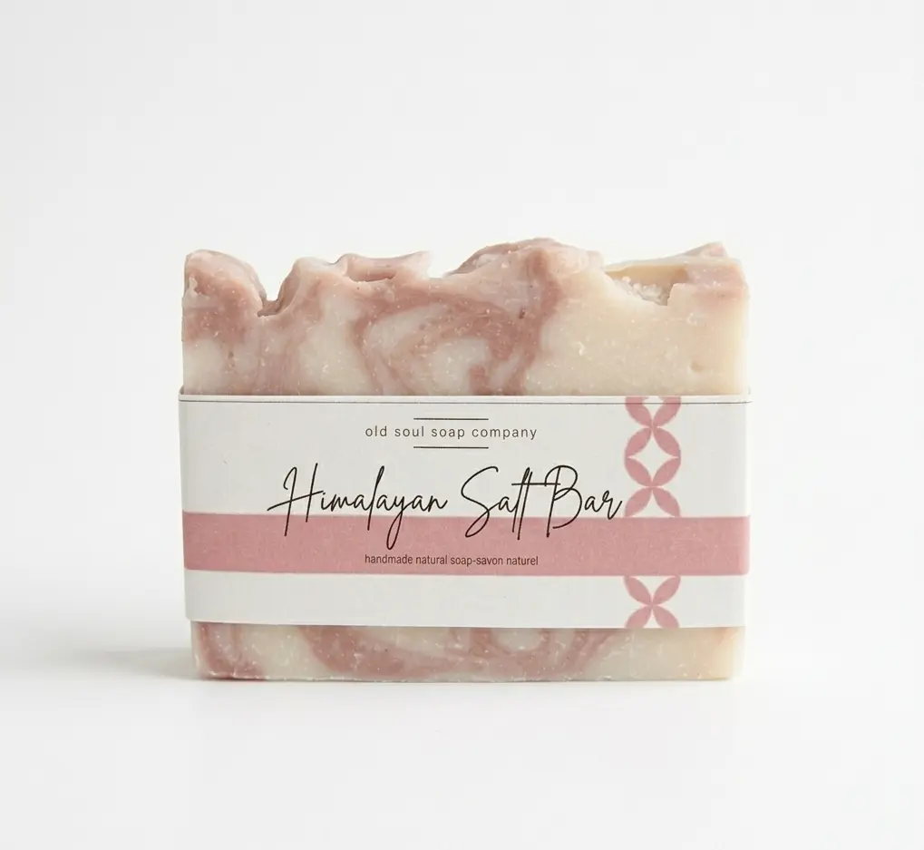atural exfoliating soap with pink Himalayan salt crystals