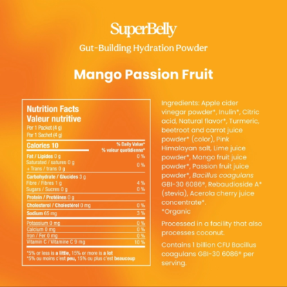 Blume SuperBelly Hydration & Gut Mix – Mango Passionfruit | Prebiotic + Probiotic Electrolyte Drink (15 Servings) - Image 3
