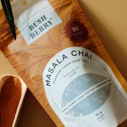 Bush Berry Organic Masala Chai Loose Leaf Tea – Bold Indian Spiced Chai with Assam Black Tea | Made in Canada, 72g - Image 2