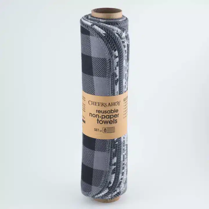 Cheeks Ahoy Paper Towel Monochrome Cheeks Ahoy Reusable Paper Towel Roll 8 pack on holder