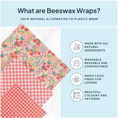 Nature Bee Beeswax Wrap Variety Set – Pink (3-Pack, Handmade in Canada) - Image 2