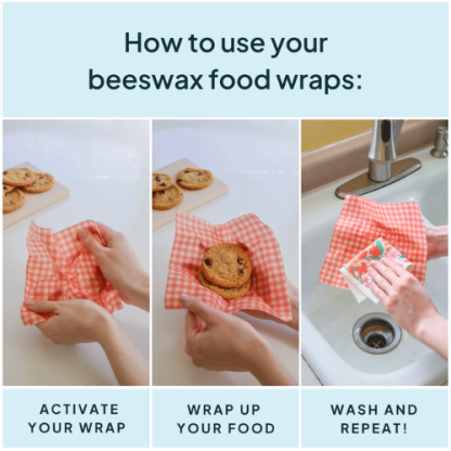 Nature Bee Beeswax Wrap Variety Set – Pink (3-Pack, Handmade in Canada) - Image 3