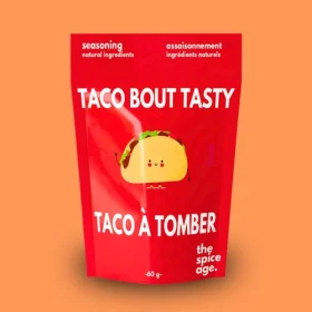 The Spice Age Taco Seasoning on orange background