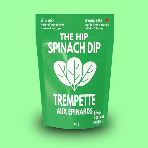 The Spice Age The Hip Spinach Dip sachet on green background
