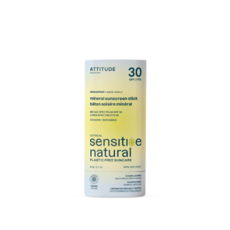 Protect delicate skin the eco-friendly way with the Sunly™ Sensitive Natural Mineral Sunscreen Stick – Unscented by ATTITUDE™.