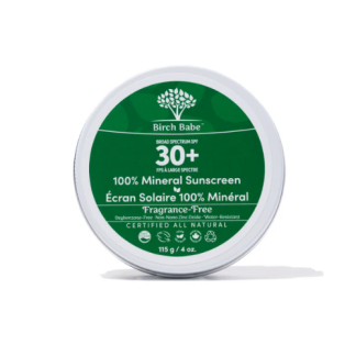 Birch Babe 100% Mineral Sunscreen (Unscented) – SPF 30+ Broad Spectrum Protection for Sensitive Skin