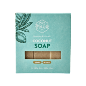 Crate 61 Coconut Bar Soap – 3 Pack, Moisturizing & Tropical, Cold-Processed