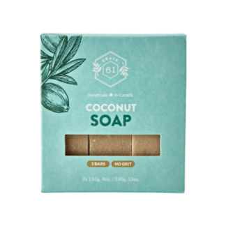Crate 61 Coconut Bar Soap – 3 Pack, Moisturizing & Tropical, Cold-Processed