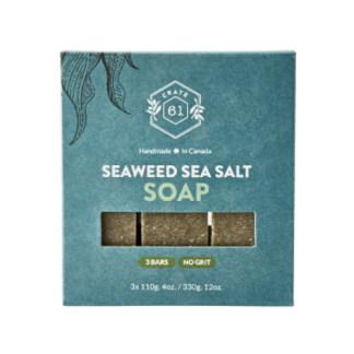 Crate 61 Seaweed & Sea Salt Bar Soap – 3 Pack, Mineral-Rich & Moisturizing, Cold-Processed