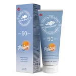A tube of Green Beaver Protech SPF 50 Mineral Sunscreen on a white background