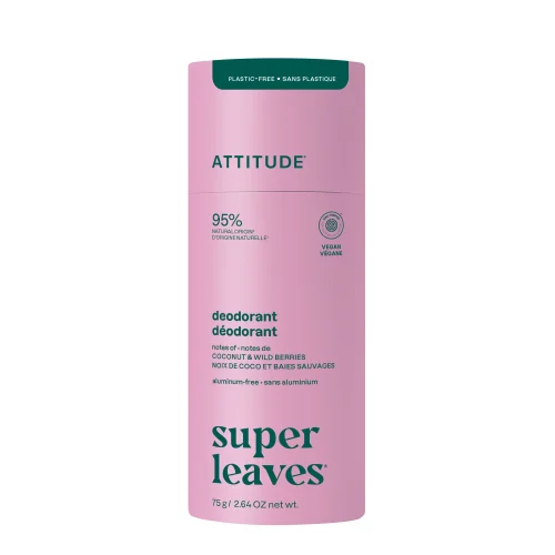 ATTITUDE plastic-free aluminum-free natural deodorant tube standing upright
