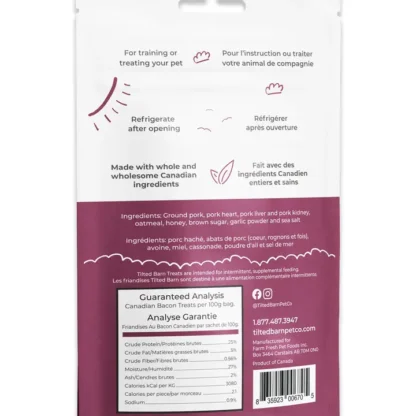 Tilted Barn Pet Co. Canadian Bacon Treats for Dogs – 100g / 3.53oz - Image 2