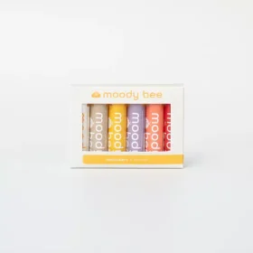 Natural beeswax lip balm bestseller set by Moody Bee showing 6 tubes