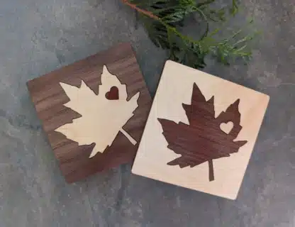 Foxwood Gifts Canada – Maple Leaf Wood Inlay Coaster (2 pack)