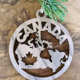 Foxwood Gifts Canada – Canada Christmas Tree Ornament (Walnut Wood)