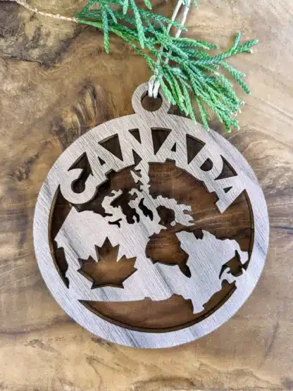 Foxwood Gifts Canada – Canada Christmas Tree Ornament (Walnut Wood)