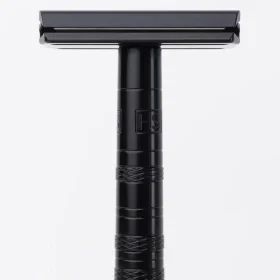 Henson AL13 Safety Razor in Aircraft Aluminum standing upright on a plain white background