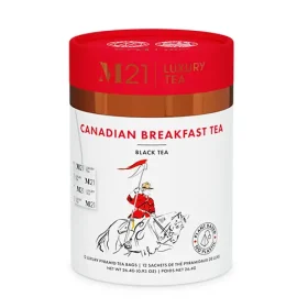 Tega Organic Canadian Breakfast Luxury Black Tea 12 bags canister