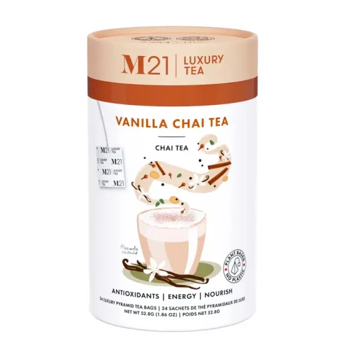 Tega Organic Vanilla Chai Luxury Black Tea 24 bags canister