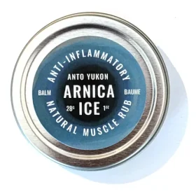 Anto Yukon Arnica Ice Muscle Rub tin standing on a plain white background