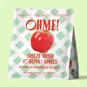 OHME! Foods Freeze-Dried Apples Chunks 44g package with crunchy apple pieces