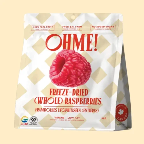 Framboises lyophilisées (entières) OH ! Aliments Framboises lyophilisées entières 38g – Fabriqué en Colombie-Britannique