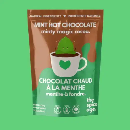 Chocolat chaud à la menthe poivrée : Câlin dans une tasse Sachet de mélange de chocolat chaud à la menthe poivrée de The Spice Age