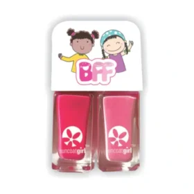 Suncoat Pinkies BFF nail polish set with two 5 ml pink water-based peelable polishes made in Ontario