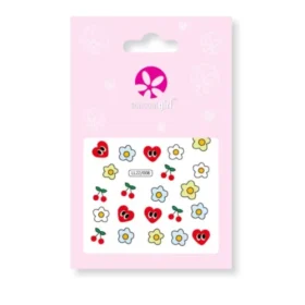 Suncoat Hearts in Bloom Nail Stickers one sheet heart floral cherry nail decals made in Ontario