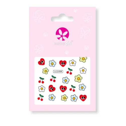 Stickers pour ongles Suncoat Cœurs en Fleurs Stickers pour ongles Suncoat Cœurs en Fleurs une feuille décalcomanies cœurs fleurs cerises fabriqués en Ontario