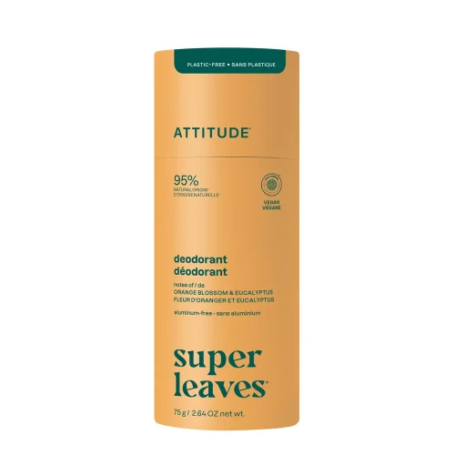 ATTITUDE plastic-free aluminum-free natural deodorant tube standing upright