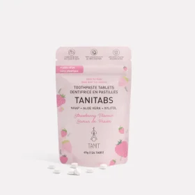 Eco-friendly toothpaste tablets in compostable refill pouch