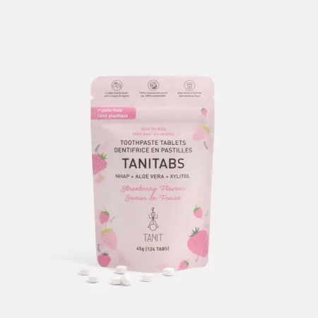 Eco-friendly toothpaste tablets in compostable refill pouch