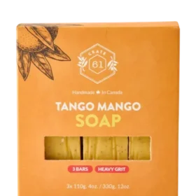 Savon en barre Tango Mango Crate 61, paquet de 3, 110 g, savon exfoliant végétal fabriqué en Ontario