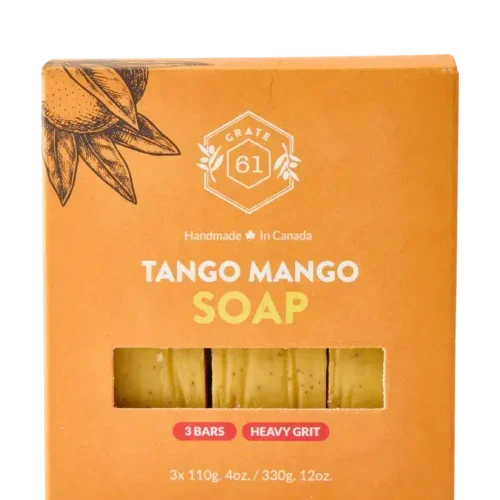Savon en barre Tango Mango Savon en barre Tango Mango Crate 61, paquet de 3, 110 g, savon exfoliant végétal fabriqué en Ontario