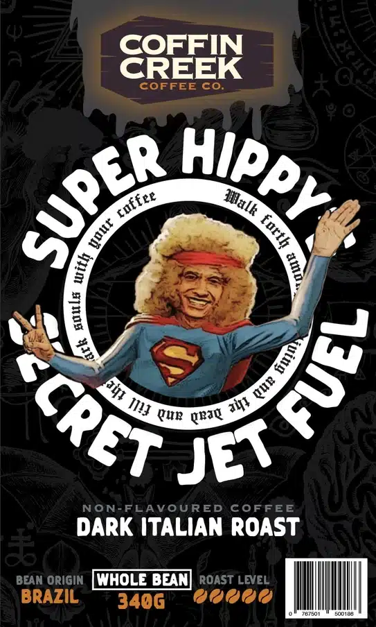 Coffin Creek Coffee – Super Hippy’s Secret Jet Fuel – Italian Roast – Whole Bean