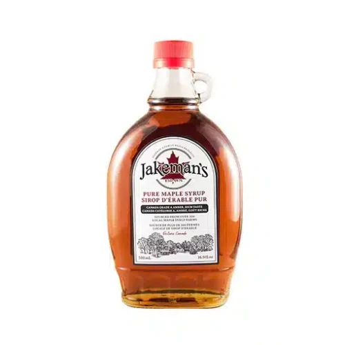 Jakeman’s Pure Maple Syrup 500mL bottle with iconic red label