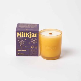 Milk Jar Before Sunrise Milk and Honey Coconut Soy Candle 8 oz glass jar