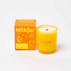 Bougie en pot de lait, huile essentielle d'agrumes et huile de soya, noix de coco, pot en verre de 225 g
