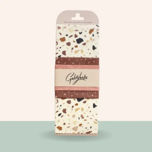 Ensemble de 3 enveloppes alimentaires réutilisables en cire d’abeille en terrazzo Emballages alimentaires réutilisables en cire d’abeille Terrazzo Set de 3