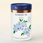 Tega Organic Blueberry Luxury Black Tea canister and pyramid bags