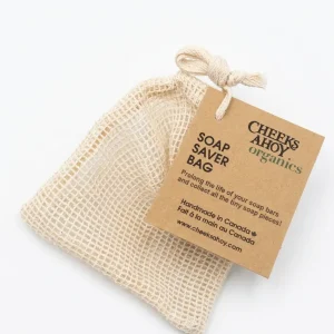 Cheeks Ahoy Organic Cotton Soap Saver Bag with drawstring 5x4 inch