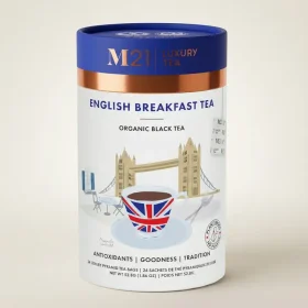 Tega Organic English Breakfast Luxury Black Tea 24 bags canister