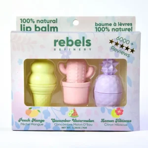 Rebels Refinery Mixed Lip Balm Gift Set with cactus and pineapple shapes