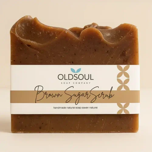 Old Soul Soap Company Brown Sugar Scrub Soap with visible sugar texture