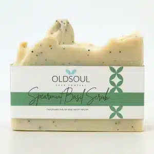 Old Soul Soap Company Spearmint Basil Scrub Soap with poppy seeds