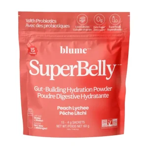 Blume SuperBelly Peach Lychee pouch with 15 servings