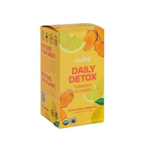 Tealish Daily Detox Functional Green Tea box and sachets