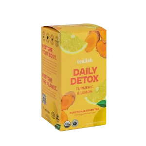 Tealish Daily Detox Functional Green Tea box and sachets